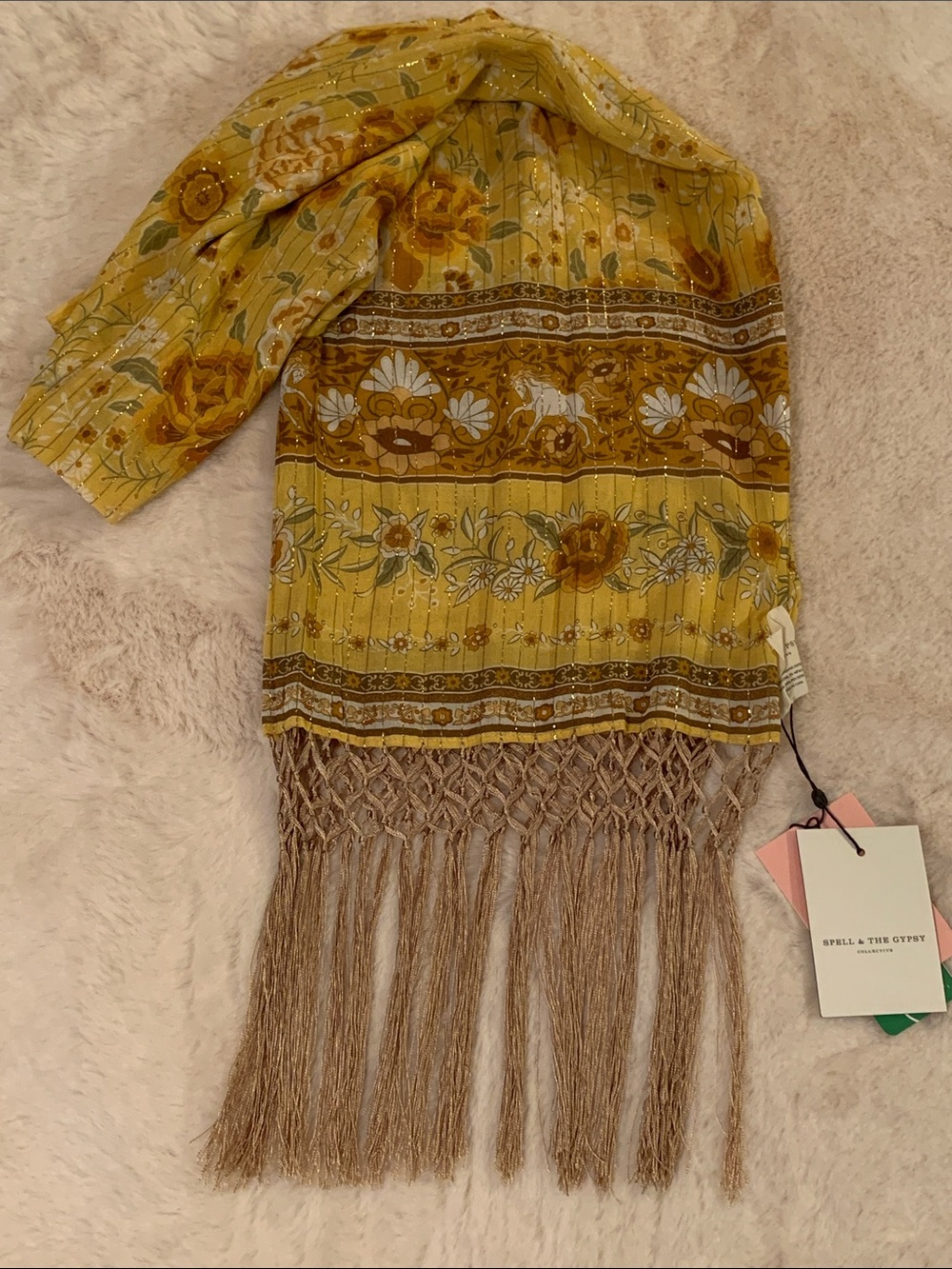 Spell Mystic Scarf Sunflower with Fringe Hem